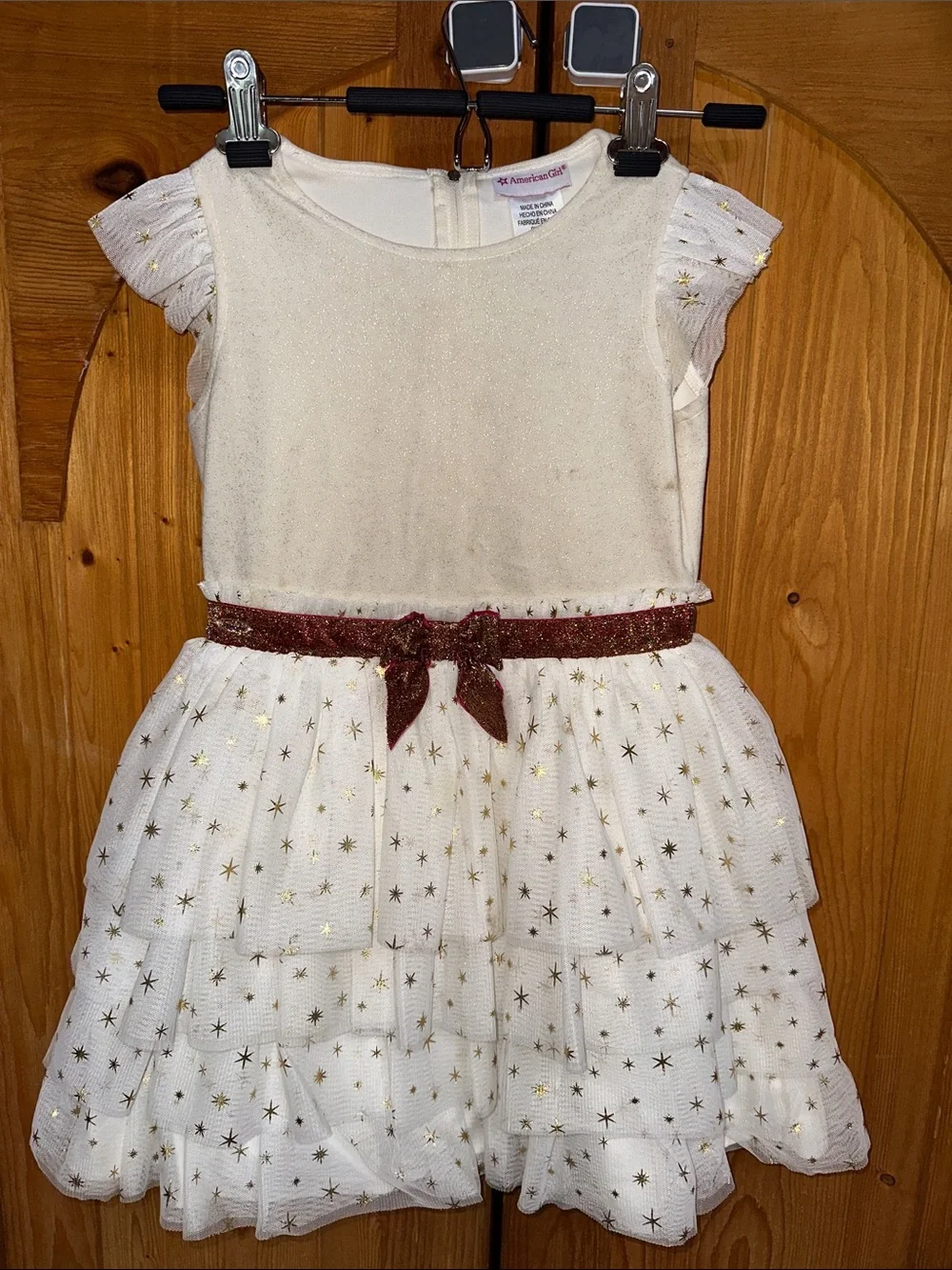 American Girl White Glitter Dress